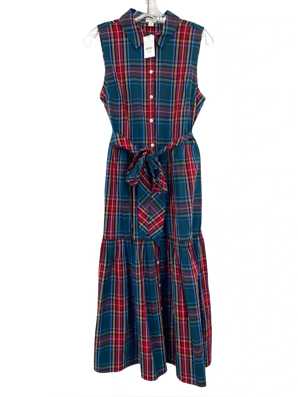 J. Crew Tartan Plaid Shirt Dress Midi Cotton New Sleeveless Size 6 - Picture 1 of 8